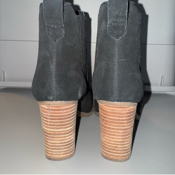 TOMS Noa Suede Booties Wedge Heel Black Size 9 - Picture 4 of 6
